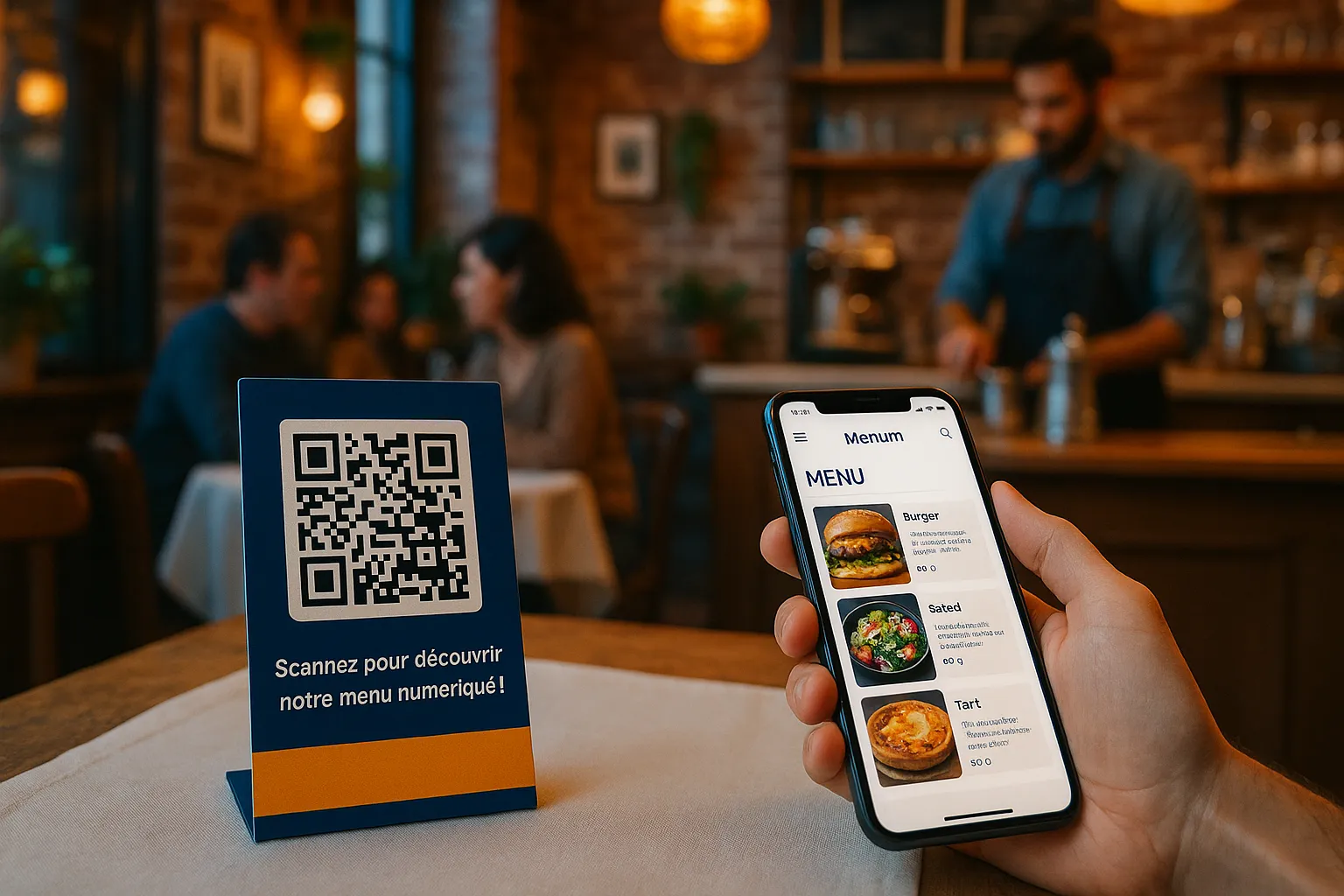 Menu numérique avec QR code pour restaurants français